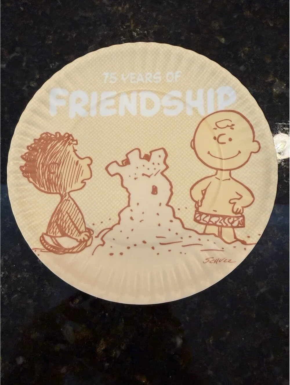 Hallmark Peanuts 75Th Anniversary Plastic Melamine Plates 7” Set Of 4
